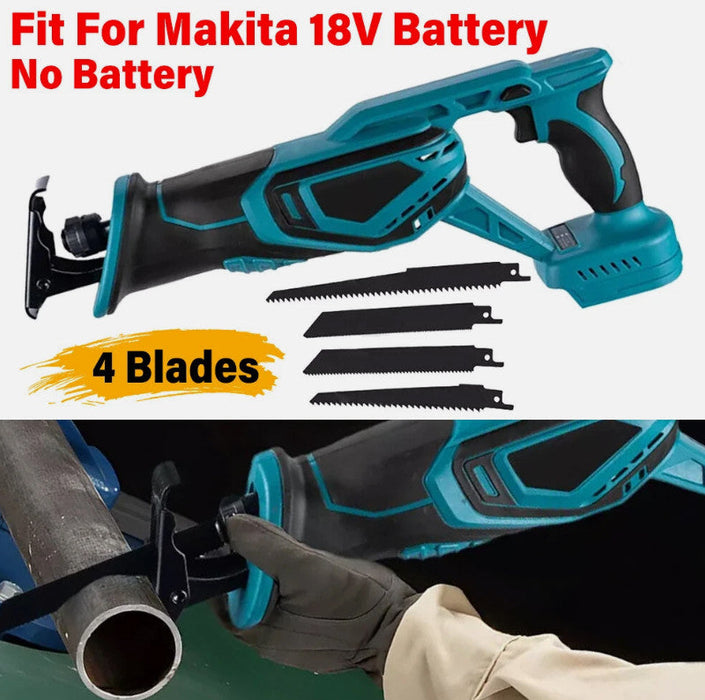 Brushless Cordless Reciprocating Saw for Makita 18V Battery with 4 Blades