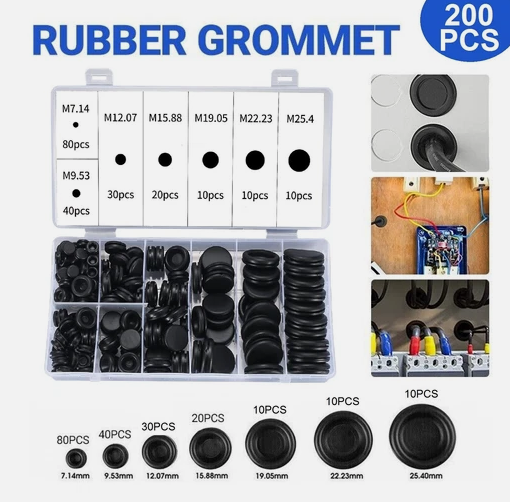 200Pcs Auto Rubber Grommet Assortment Set
