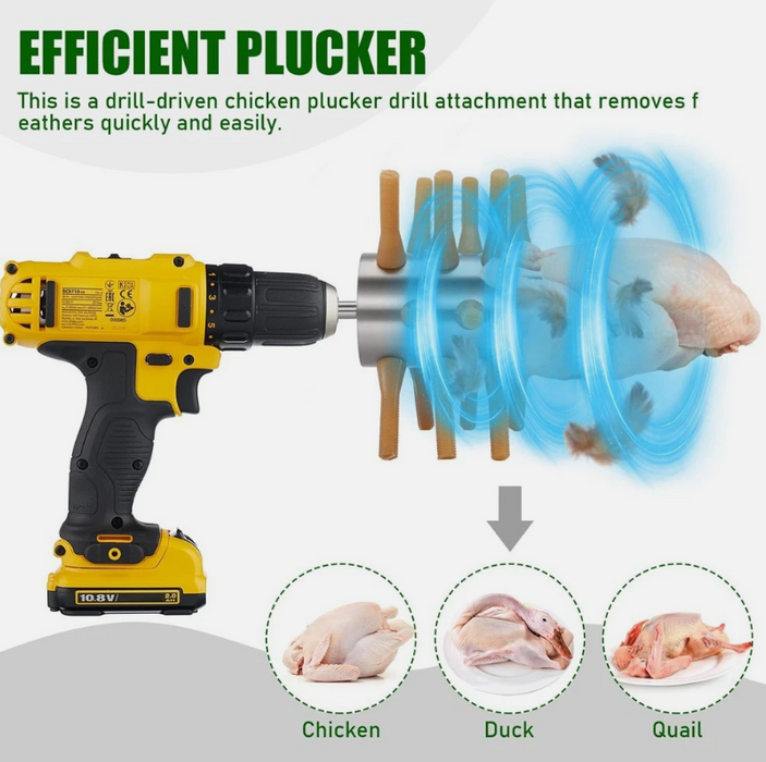 Chicken Plucker Drill Attachment, Stainless Steel Drill