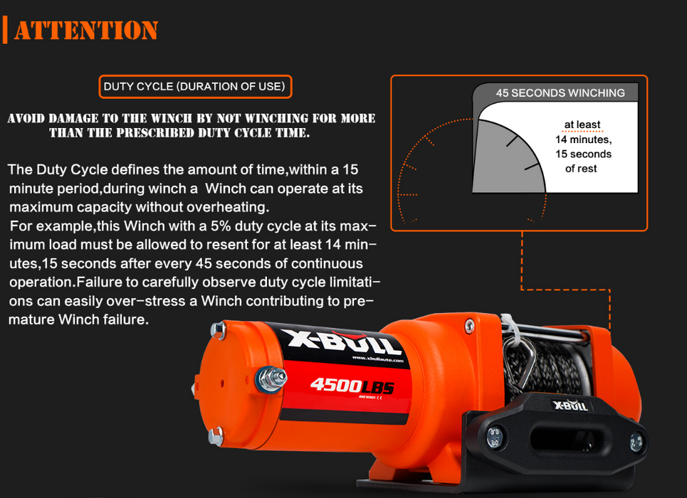 X-BULL Electric Winch 4500LBS/2041kg 12V Synthetic Rope Wireless Remotes ATV UTV Electric Winch