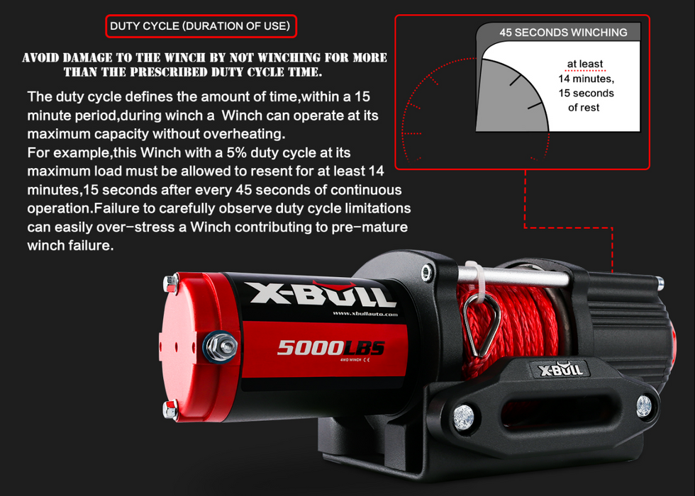 X-BULL 5000lbs 12V Electric Winch with Synthetic Rope & Wireless Remote