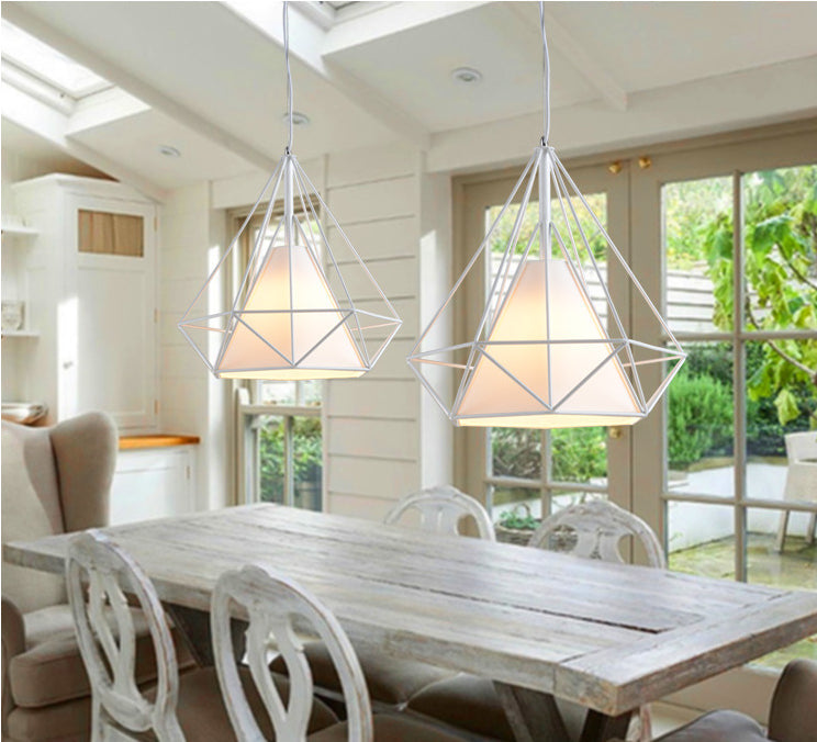 38CM Pendant Hanging Light Lampshade Metal Diamond White