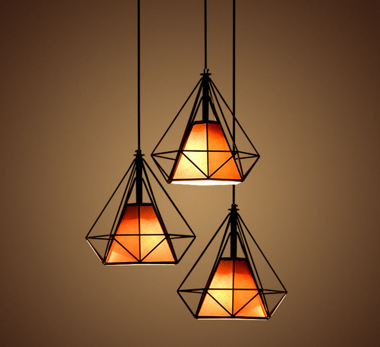 Pendant Hanging Light Lampshade Metal Diamond Black