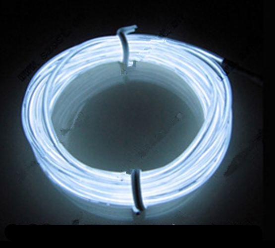 White 3M Battery Operated Neon LED Lights Glow EL Wire