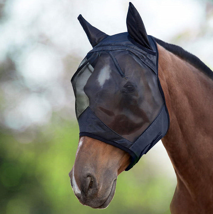 L Pony Cob Horse Fly Mask Mesh Veil Hood Eye Ear Protective Cover Anti-Mosquito