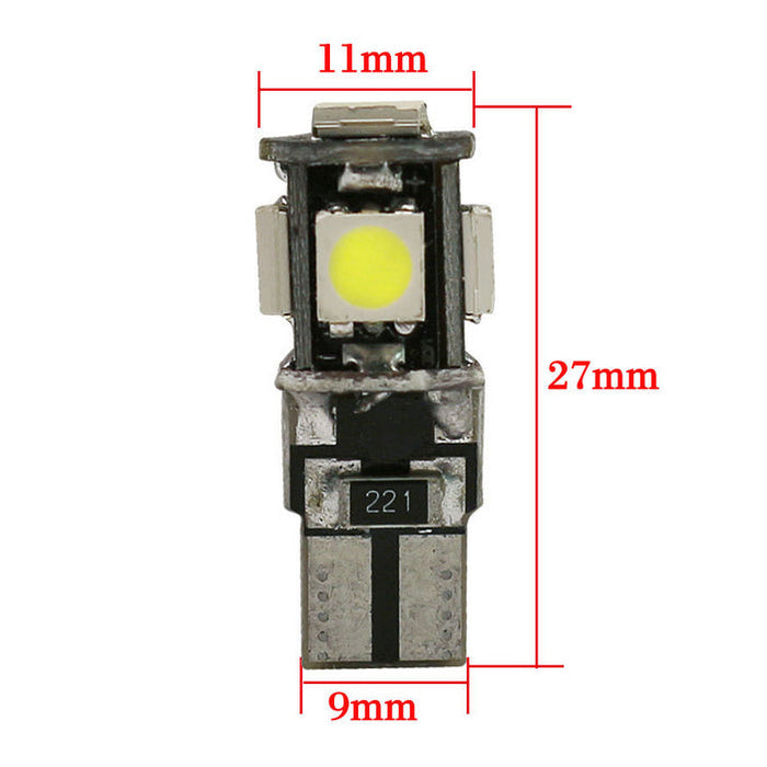 10PCS T10 Wedge 5SMD LED Bulbs W5W 194 168 131 WHITE CANBUS