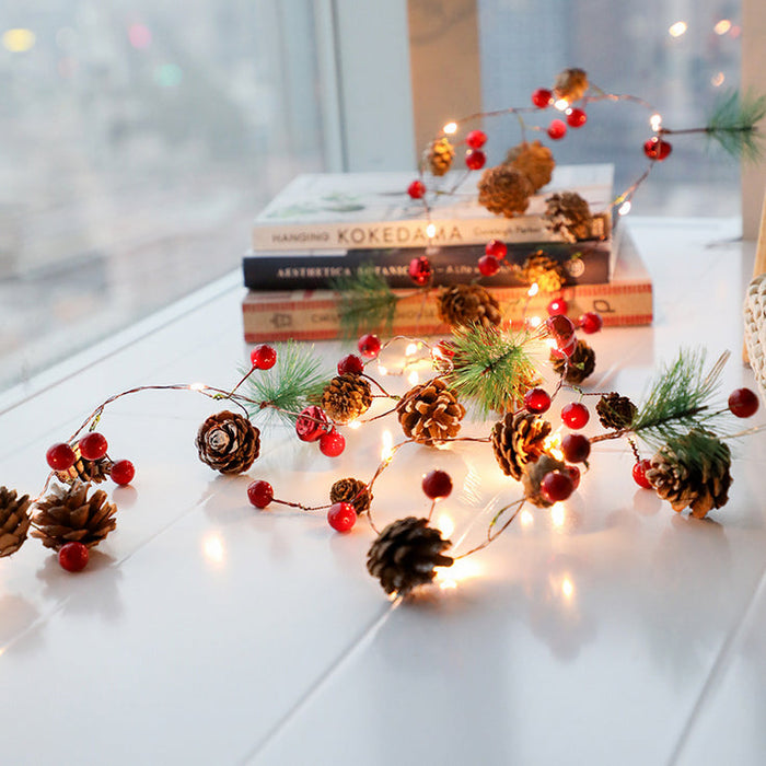 20LED Pine Cone Christmas Lights String Fairy Xmas Wire Battery Powered Home Decor