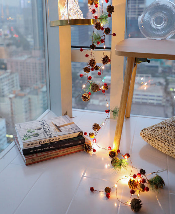 20LED Pine Cone Christmas Lights String Fairy Xmas Wire Battery Powered Home Decor