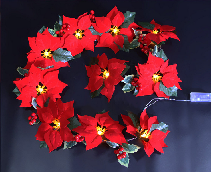 10LED Christmas Red Flower Tree Light Xmas Light String Lights