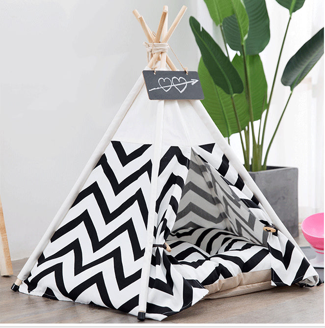 Pet Teepee Cat Tent Set with Cushion and Blackboard 50x50x60cm
