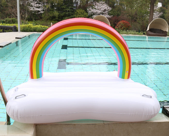 Giant Inflatable Rainbow Cloud Float Raft Swimming Pool Water Party Lounger Toy