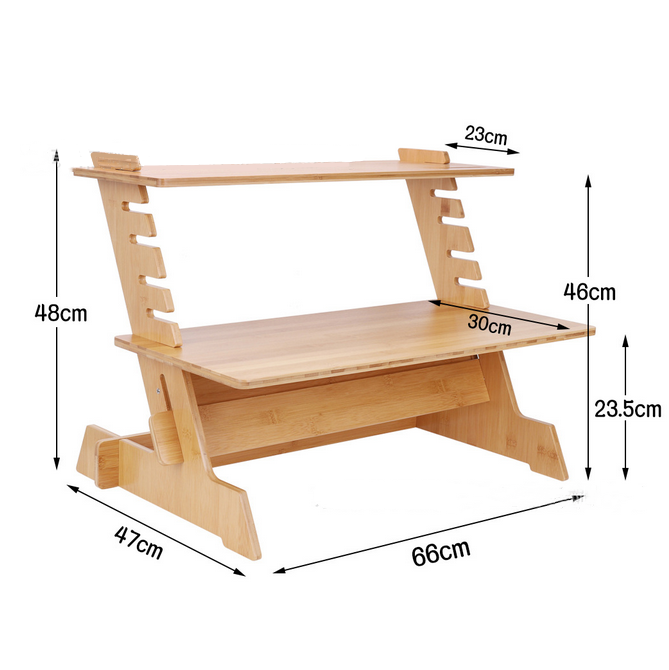Stand Up Desk Bamboo Adjustable Workstation for PC Laptop