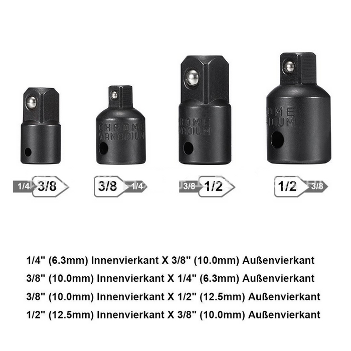 12Pc Drill Socket Adapter Set Impact Nut Driver Hex Extension Bit 1/4" 3/8" 1/2"