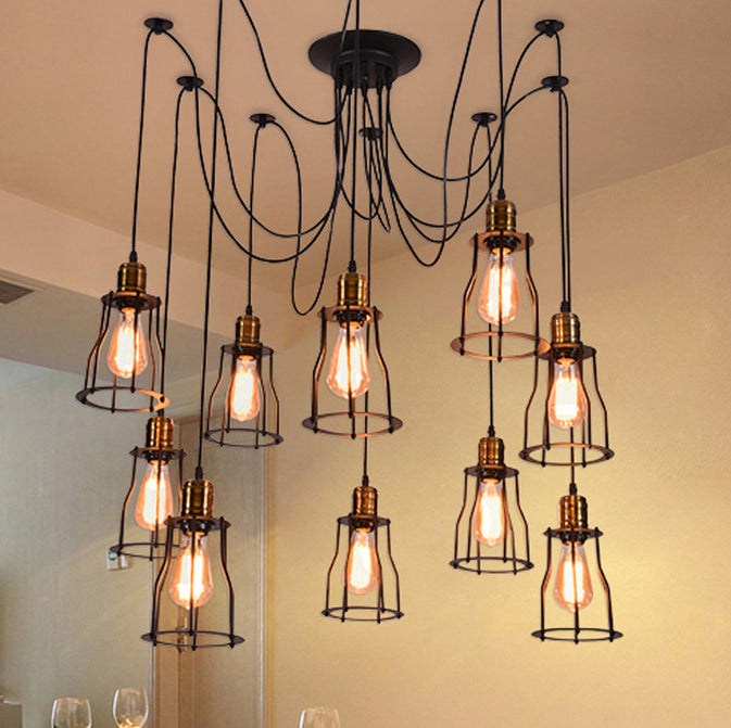 Ceiling Cage Pendant Lamp Light 10 Heads