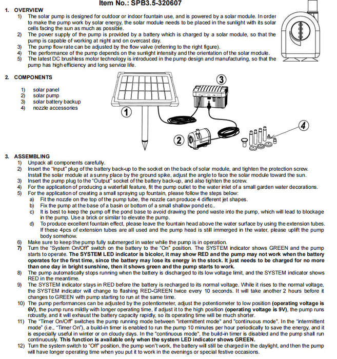 Solar Fountain Pump with Backup Battery