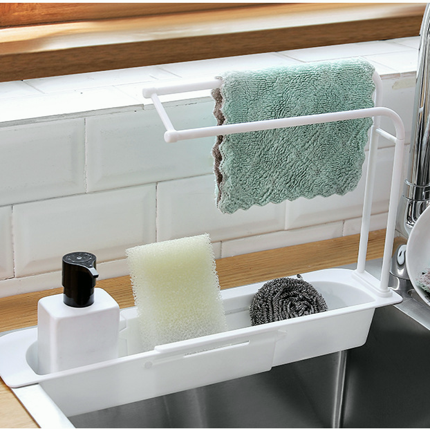 Telescopic Sink Rack Holder Expandable Storage For Soap Sponge Towel Kitchen