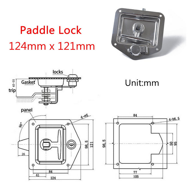 T Handle Lock With Keys Trailer Camper Truck