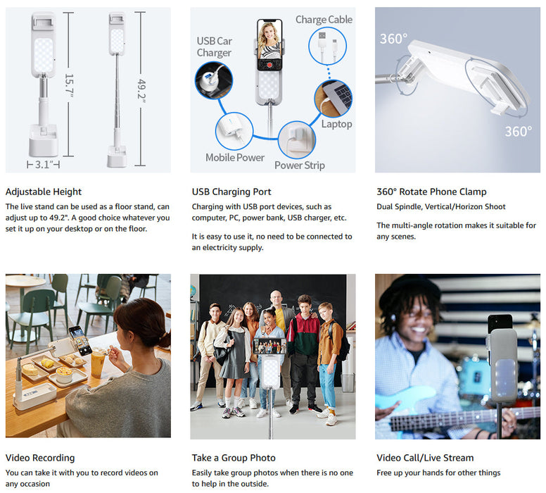 Extendable Selfie Stand 360 Rotation with Phone Holder