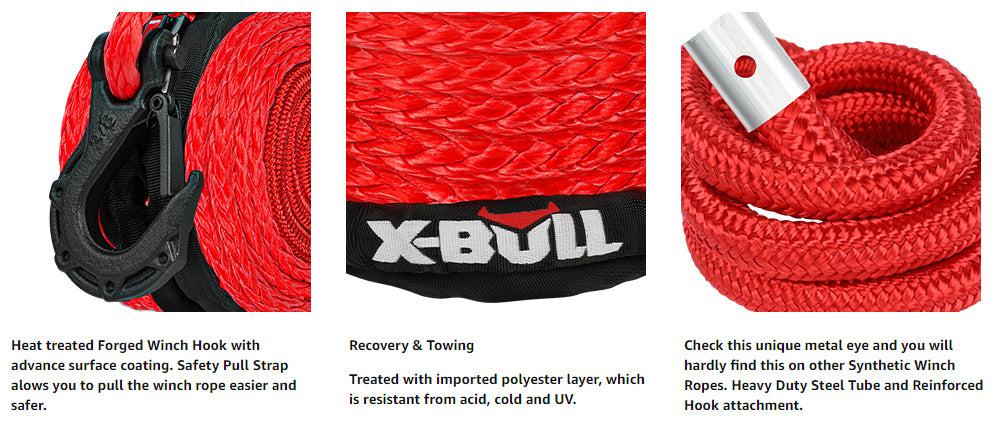 X-BULL Synthetic Winch Rope Cable Line 25M 32000LBS