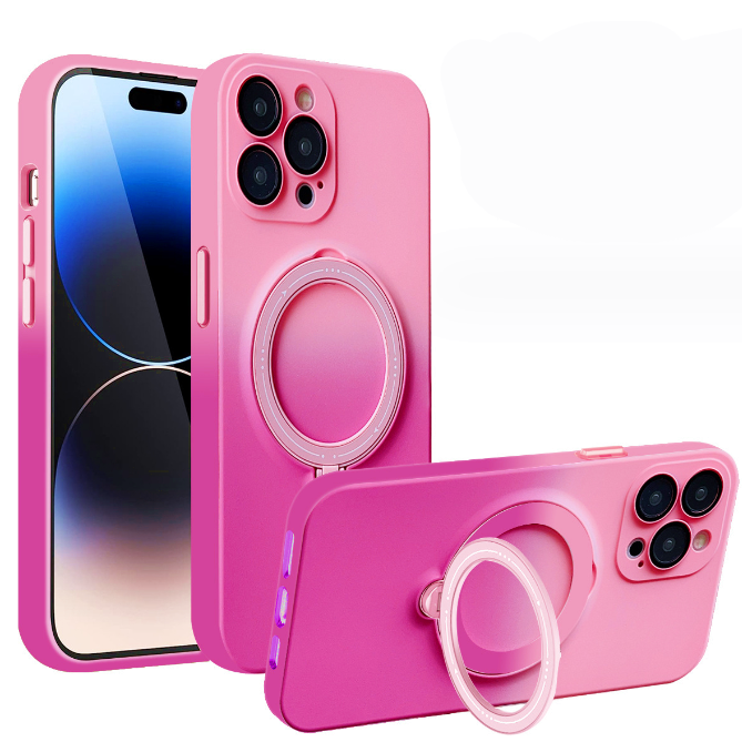 iPhone 15 Pro Ring Holder Protective Case -Pink