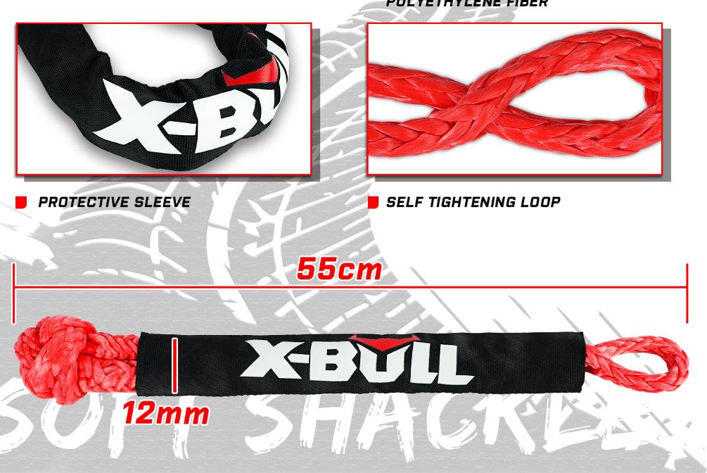 X-BULL Soft Shackle Synthetic Rope Recovery Snatch Ring Block Pulley 35000LBS