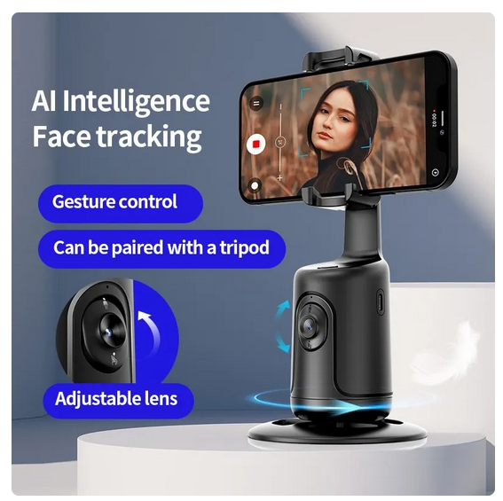 Auto Face Tracking Phone Holder Black