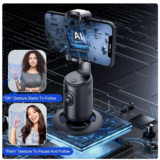 Auto Face Tracking Phone Holder Black