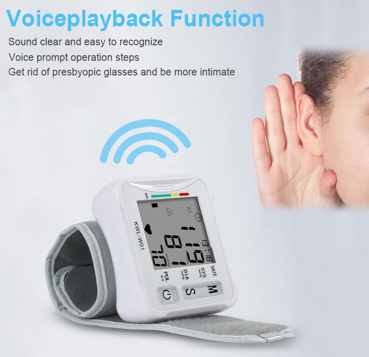 Automatic Wrist Blood Pressure Monitor with Heart Rate Pulse & LCD Display