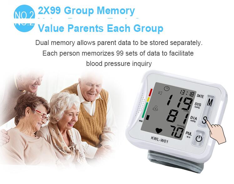 Automatic Wrist Blood Pressure Monitor with Heart Rate Pulse & LCD Display
