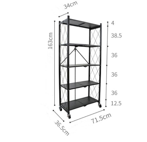 Folding Shelving Rack Black 5-Tier