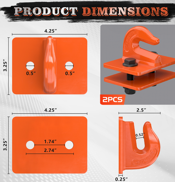 2PCS 3/8" Tractor Bucket Grab Hook