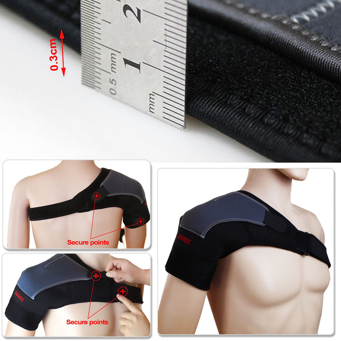 Left Shoulder Adjustable Support Brace Compression Strap Heat Patch Protection Sports
