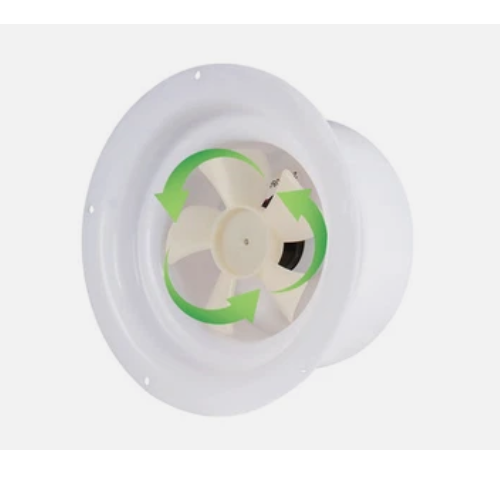Ventilation fan with green arrows on a white background