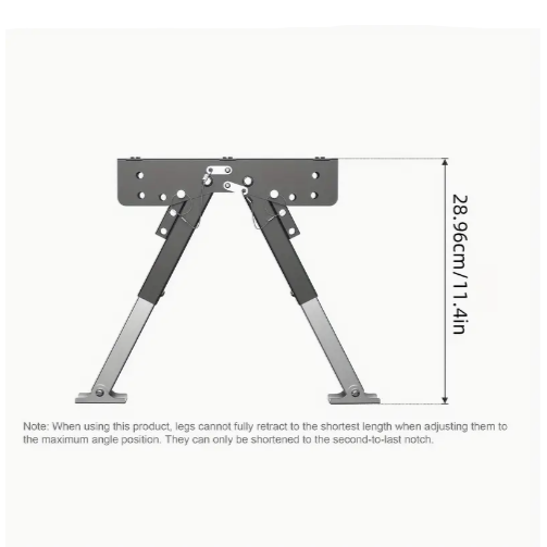 Collapsible tripod with measurements on a white background