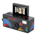 Mini camera with a screen displaying a person, on a white background