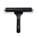 Black roller tool with a metallic handle on a white background