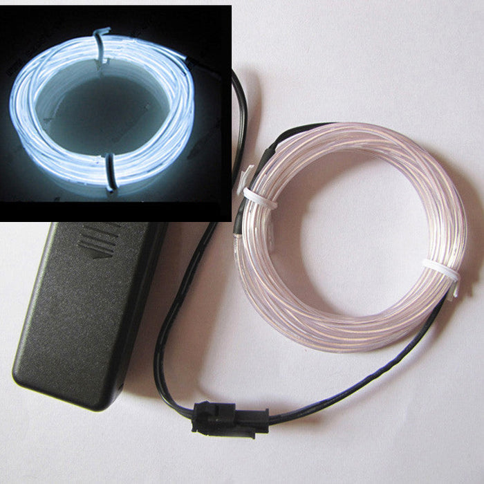 White 3M Battery Operated Neon LED Lights Glow EL Wire