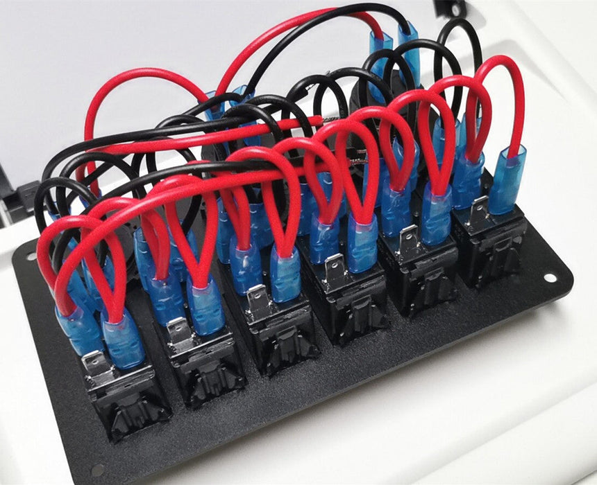 6 Gang LED Rocker Switch Panel Circuit Breakers Charger 12V USB