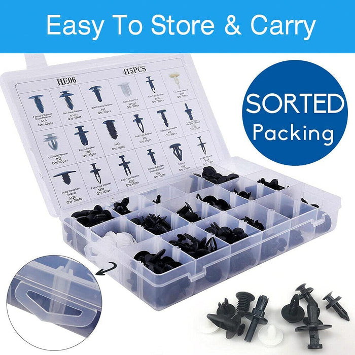 415pcs Car Body Push Retainer Pin Rivet Trim Plastic Clips