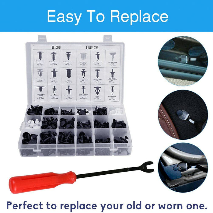 415pcs Car Body Push Retainer Pin Rivet Trim Plastic Clips