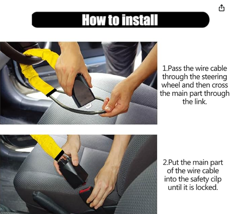 Steering Wheel Lock Seat Belt Lock Universal Anti Theft Car Device Yellow