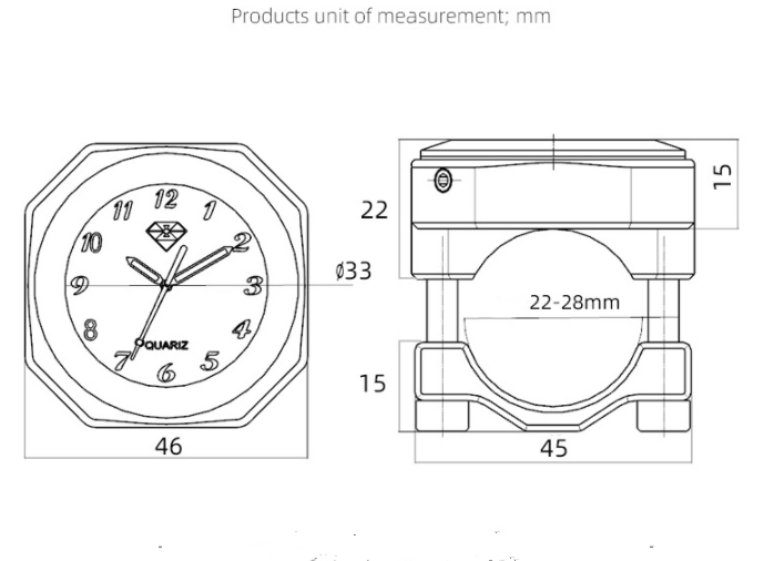 Handlebar Luminous Dial Motorcycle Clock for Dirt Bike Motocross