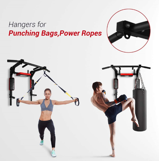 Pull Up Bar and Dip Station - Black + Red