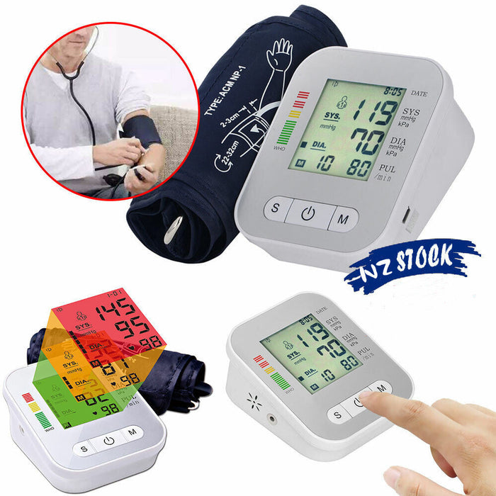 Blood Pressure Monitor Upper Arm Automatic BP Machine Monitor Cuff Circumference 22-48cm
