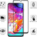 Smartphone with a screen protector displaying features on a white background