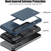 Phone case with dual-layered design showing hard PC and soft TPU components.