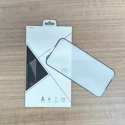 Screen protector with packaging on a wooden surface