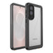 Samsung phone case with clear back and black frame on a white background