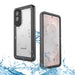 Samsung phone case with water droplets on a white background
