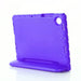 Purple tablet case with a stand on a white background